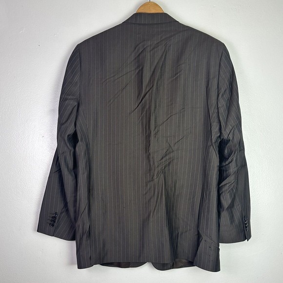 Galante Uomo Super 120s Wool Blazer 46L Brown Stripe Blazer Coat Jacket - Picture 5 of 13